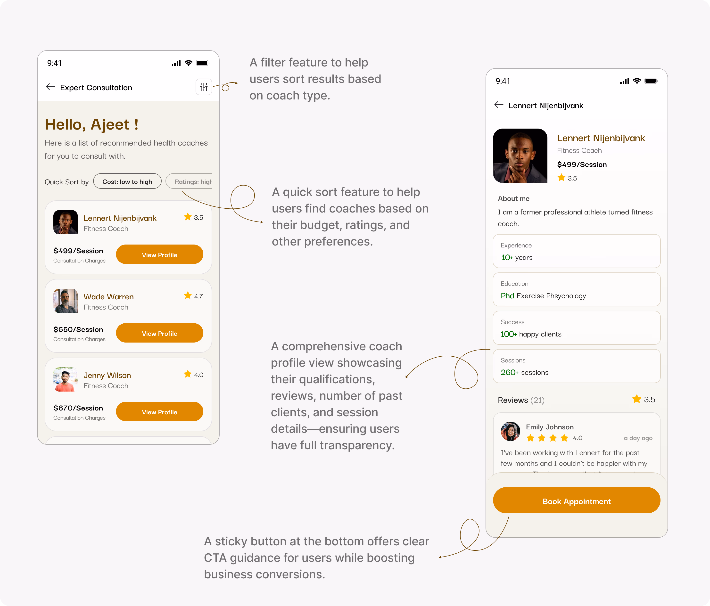 Prana AI expert health coach discovery and smart filtering list
