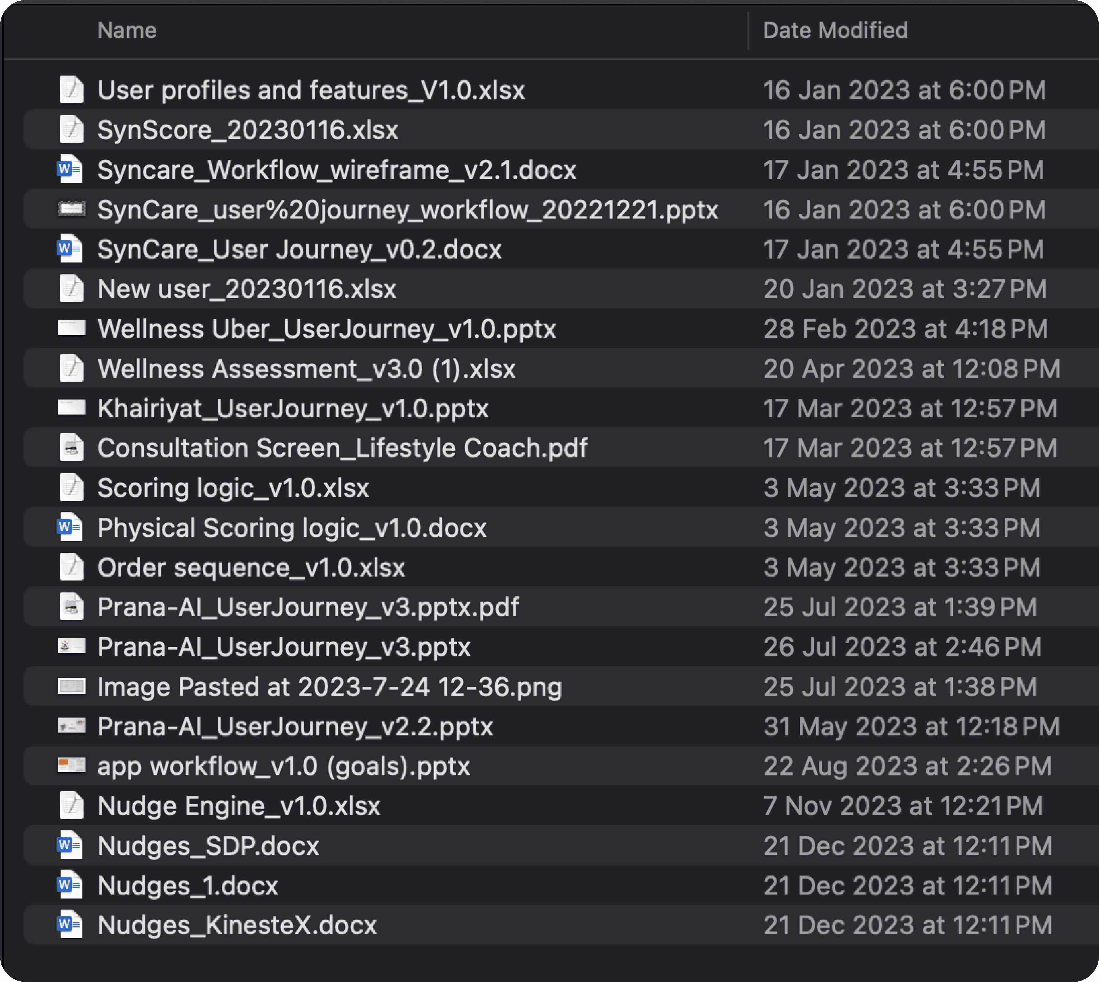 Documentation folder screenshot