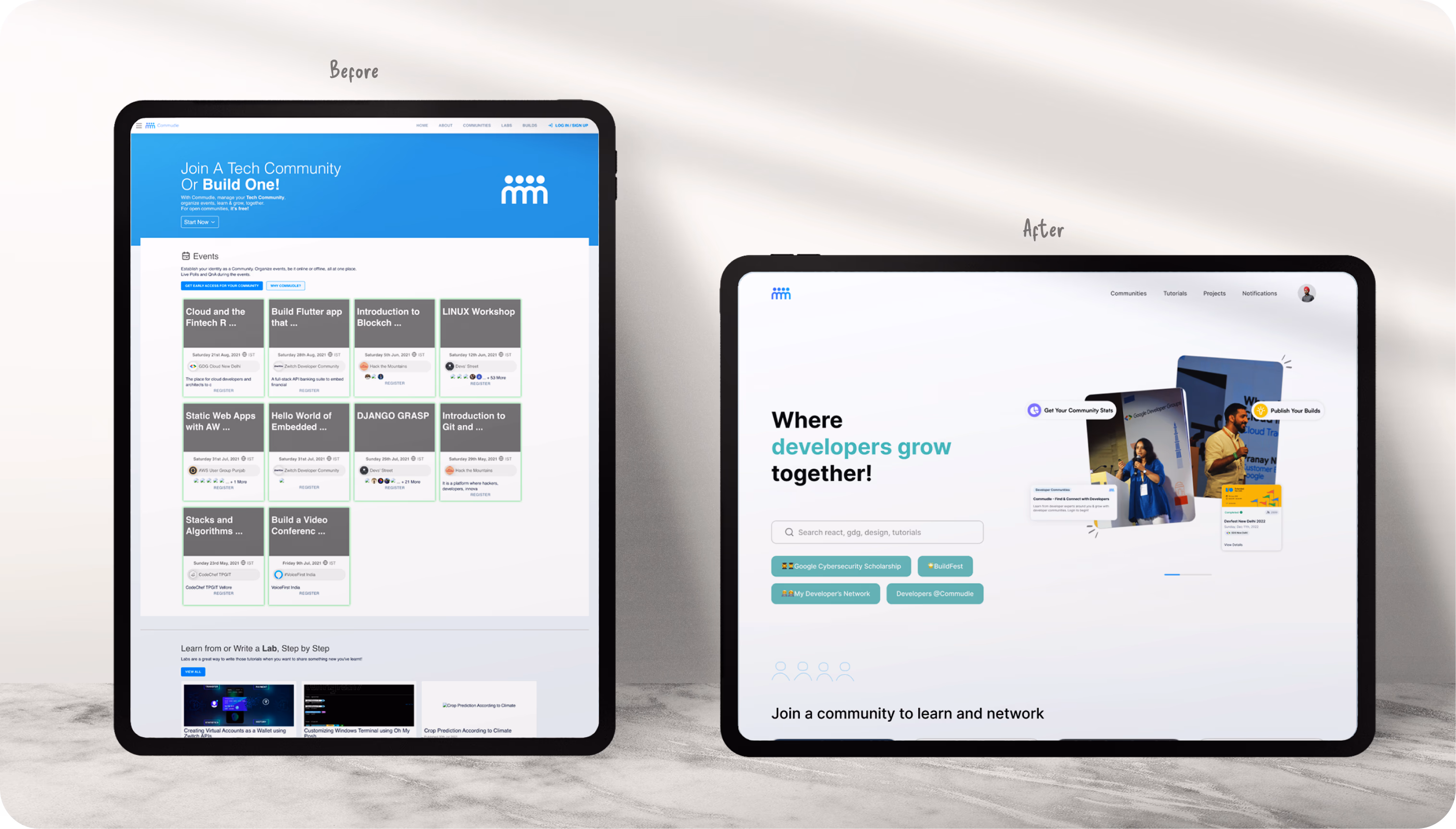 Existing Homepage vs Redesigned Homepage
