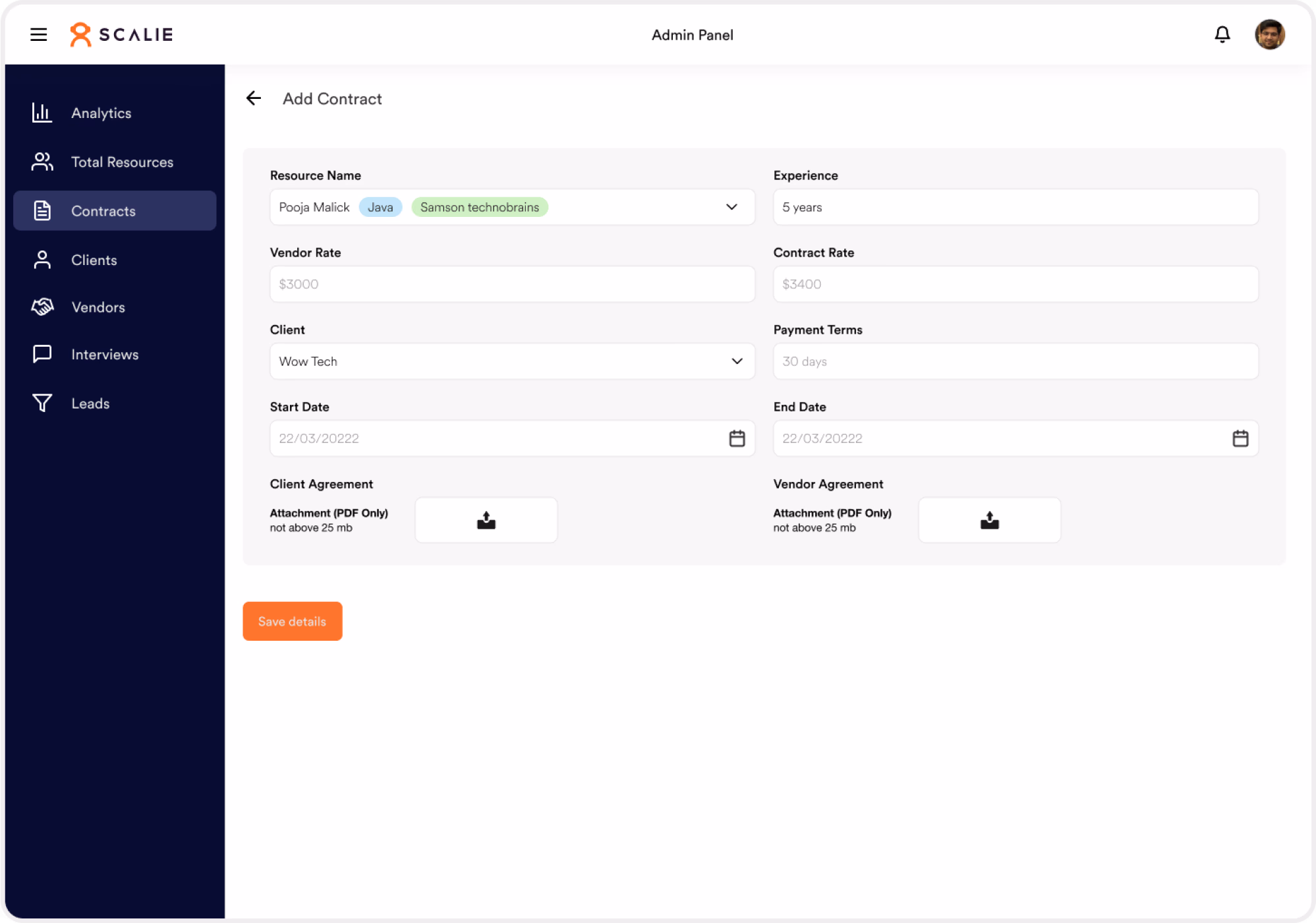 Scalie contract management and legal documentation generation workflow